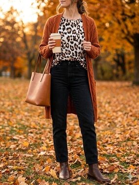 H&M Leopard Print High-Low Blouse Size 4 EUC